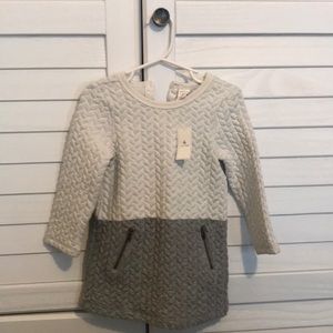 NWT baby gap sweater dress white and gray